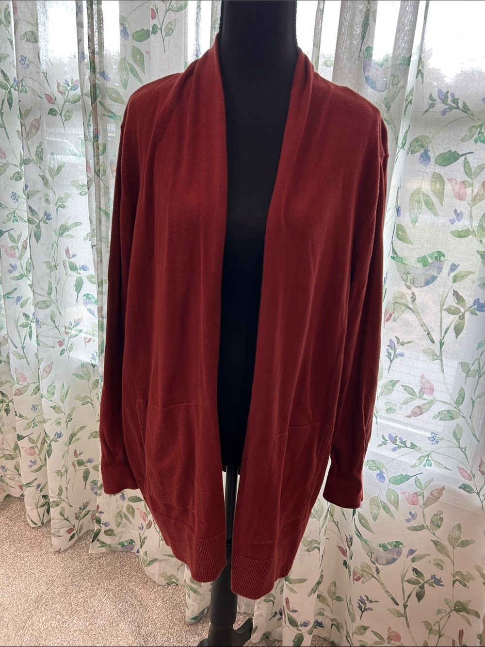 Lands' End Open-Front Rust Red Cardigan